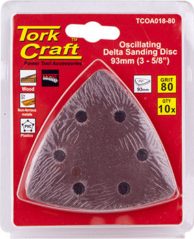 OSCILLATING SANDPAPER A/O 93MM 10PC DELTA SHAPE 80GRIT