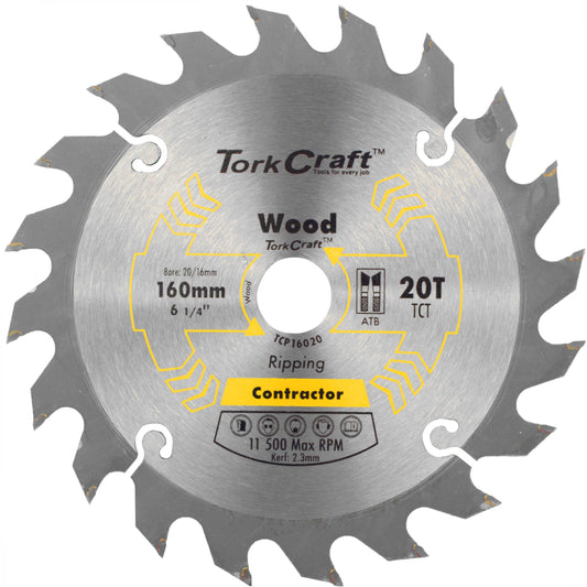 BLADE CONTRACTOR 160 X 20T 20/16 CIRCULAR SAW TCT