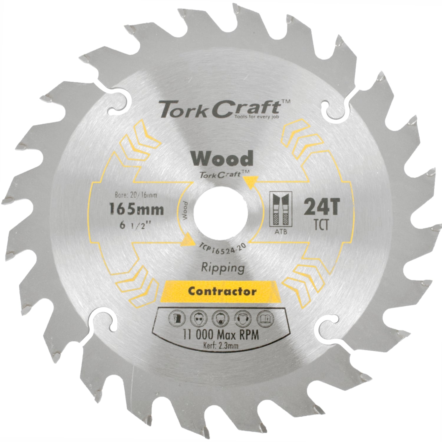 BLADE CONTRACTOR 165 X 24T 20/16 CIRCULAR SAW TCT