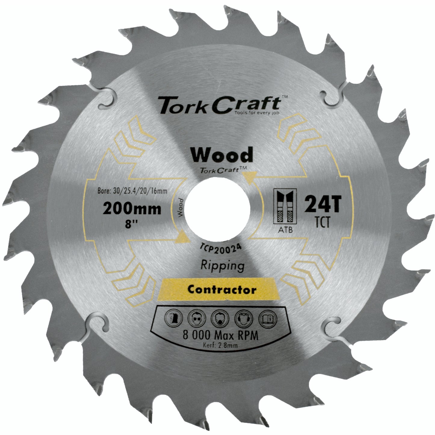BLADE CONTRACTOR 200 X 24T 30/1/20/16 CIRCULAR SAW TCT