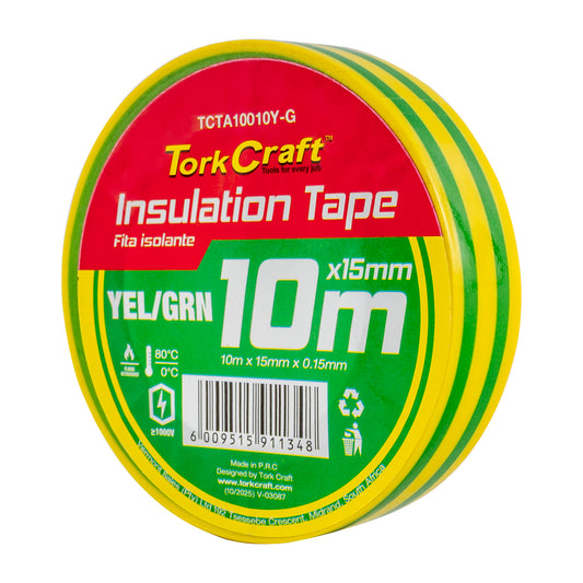 0.15MMX15MMX10M YELLOW AND GREEN INSULATION TAPE