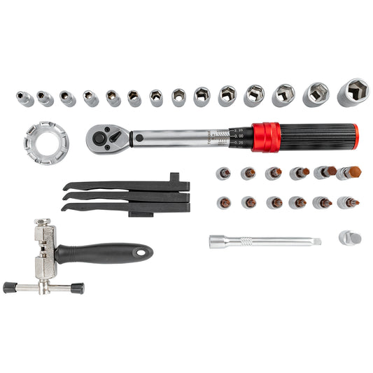 34PCS BIKE REPAIR TORQUE 5-25NM WRENCH SET 1/4' SOCKET KIT BYCICLE