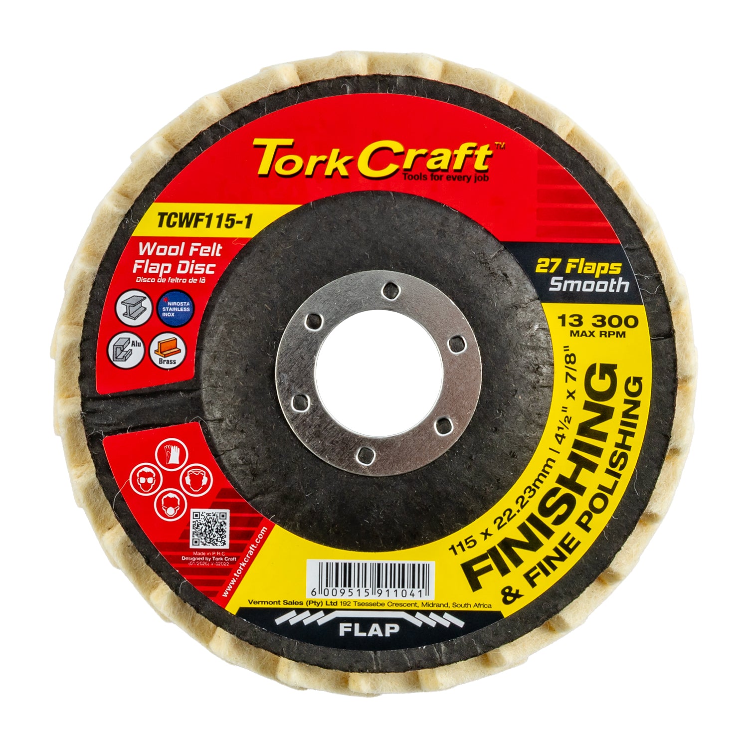 FLAP DISC WOOL FELT 115MM X 22.23MM TCFD POLISHING