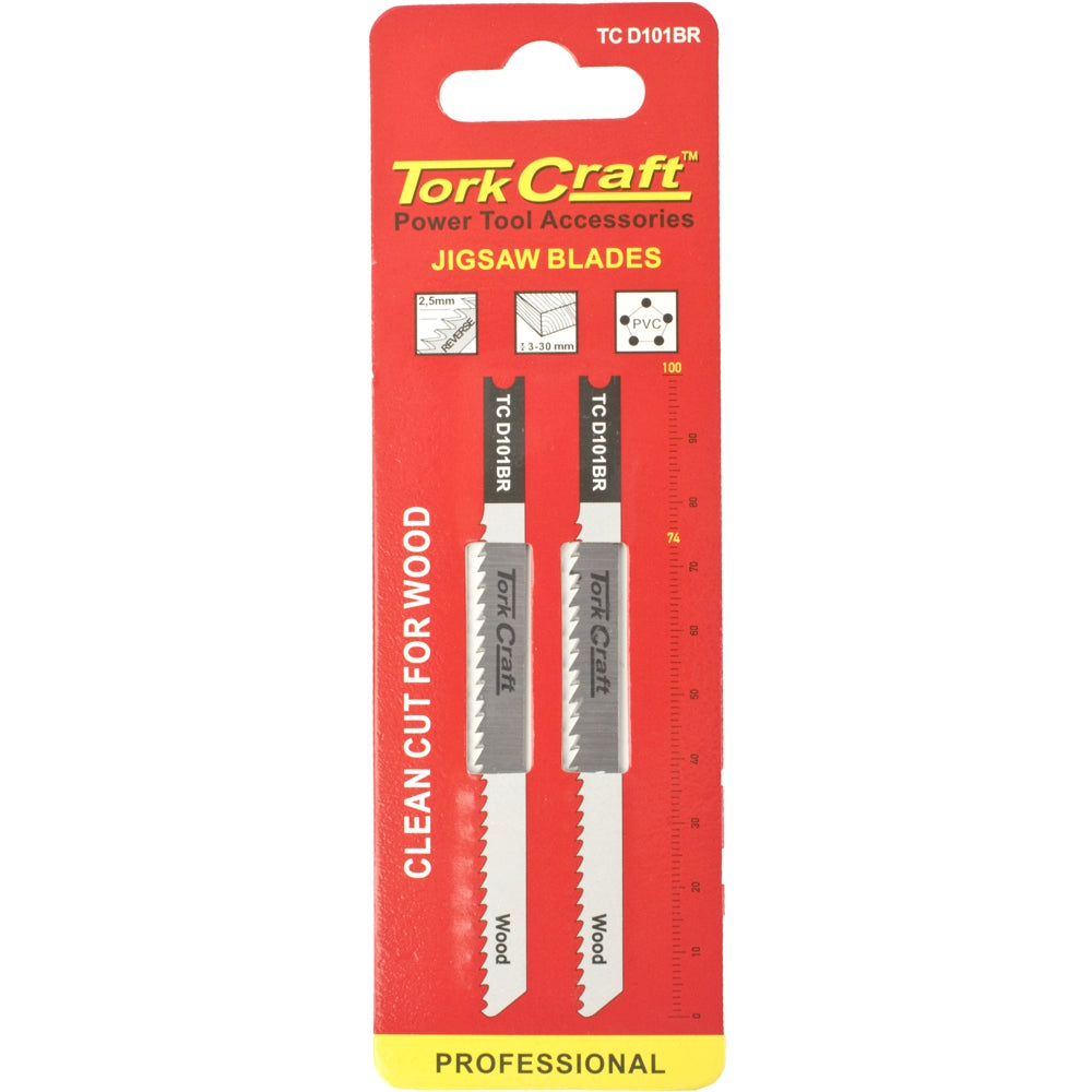 U-SHANK JIGSAW BLADE 10TPI WOOD 2.5MM REVERSE TOOTH 2PC